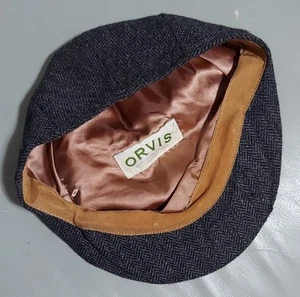 ORVIS 100% WOOL NEWS BOY CABBIE HAT Grey Herringbone Tweed 7 3/8 59 - Picture 1 of 14