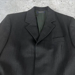 Vintage Brooks Brothers Wool Overcoat Mens 44 Large Black Long Coat Made in USA - Picture 1 of 14