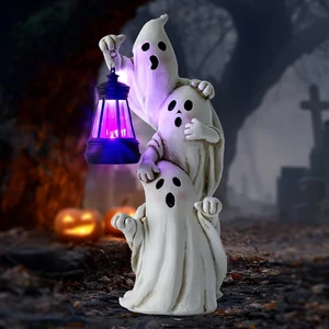 Triple Ghosts Halloween Decorations Outdoor with Solar Lantern,Cute Spooky Hallo - Picture 1 of 12