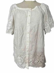 Lauren Ralph Lauren Women's Large Shirt Tunic Top, Split Round Neck Blouse - Picture 1 of 13