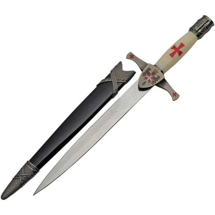 Cuchillo Hoja Fija | 15.5" Total Rojo Cruzado Daga Caballeros Templarios 211475 Foto 1 de 1