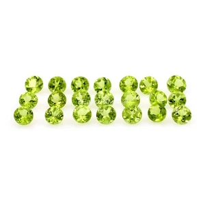 Lote al por mayor de piedras preciosas calibradas peridoto facetadas naturales de corte redondo sueltas - Imagen 1 de 5
