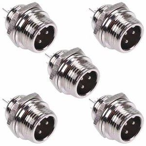 5 x 3 Way M12 Panel Mount Male Circular Socket Connector - Picture 1 of 1
