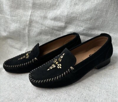 CALLEEN CORDERO WOMENS Blk Suede Brass Embellished Moccasin/loafer Sz 7 Used - Image 1 of 4