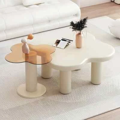 Brown Tempered Glass End, Side Flower Table (White CoffeeTable NOT included) NIB - Image 1 of 4