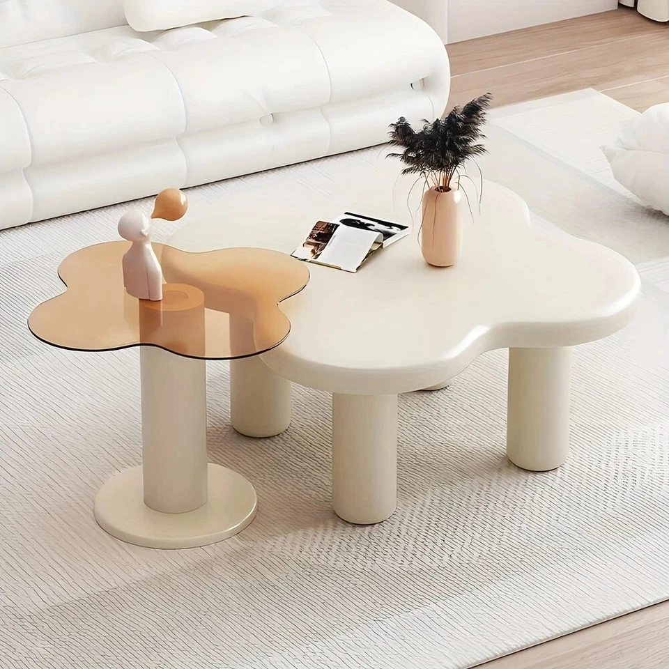 Brown Tempered Glass End, Side Flower Table (White CoffeeTable NOT included) NIB - Image 1 of 4