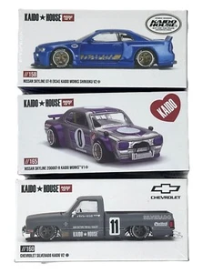 🔥Mini GT Kaido House 1:64 Silverado & Skyline GT-R Lot Grey/Blue/Silver 3 Pack - Picture 1 of 4