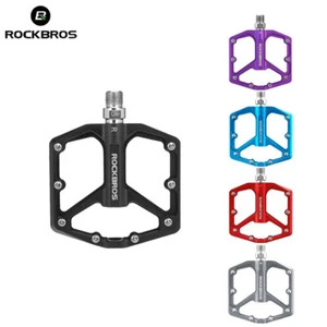 ROCKBROS MTB Pedals Road Bike Aluminum Alloy Bicycle Flat Pedals Bearing 9/16" - Picture 1 of 20