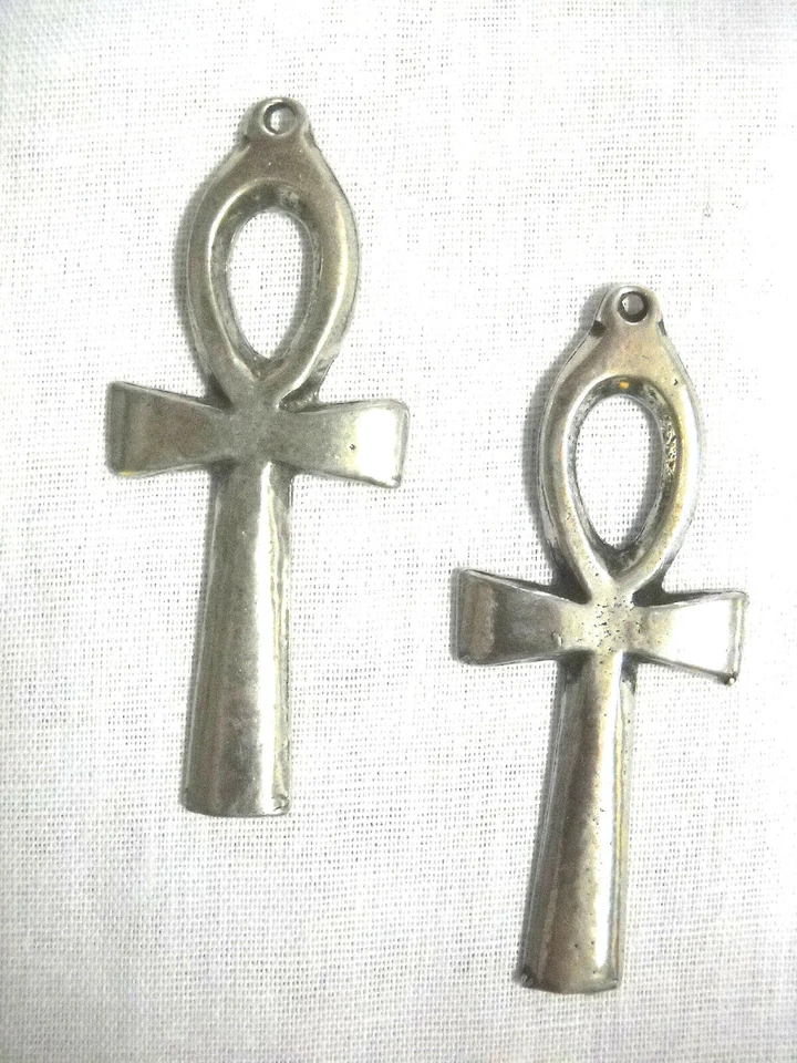 PENDIENTES DE PELTRE PLATA COLGANTE COMPLETO ANHK SÍMBOLO DE VIDA ETERNA EGIPCIO LISO ANKH Foto 1 de 1