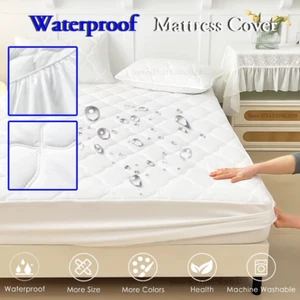 Waterproof Throw Mattress Cover Bed Fitted Sheet Mattress Bedspread Protector - Picture 1 of 6