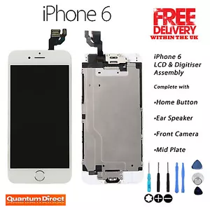 WHITE iPhone 6 Retina LCD & Digitiser Touch Screen Complete Assembly w/Parts - Picture 1 of 10