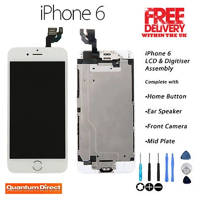 QUANTUM DIRECT iPhone 6 Retina LCD & Digitiser Touch Screen Complete Assembly w/Parts - WHITE