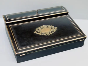 ÉCRITOIRE DE VOYAGE XIX° S., NAPOLÉON III, BOIS NOIRCI, LOUPE, LAITON - Bild 1 von 23