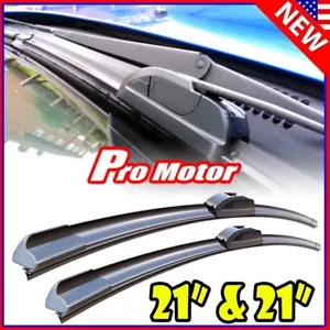 21" + 21" OEM Quality Bracketless Windshield Wiper Blades J-Hook Pair All Season - Picture 1 of 5