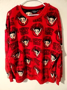 Betty Boop Red Plush Fleece Pullover Sweatshirt Women’s 1X 2024 Cartoon Graphic - Picture 1 of 5