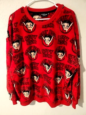 Sudadera pulóver Betty Boop roja de felpa polar para mujer 1X 2024 gráfico de dibujos animados Foto 1 de 4