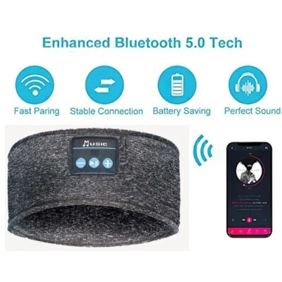 Bluetooth Headband Wireless Music Sleeping Earphone Headphone  Earbud HD Stereo - Image 1 of 4