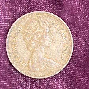 Vintage Antique Original Rare Coin Elizabeth II UK 1 New Penny 1971 DG REG F D - Picture 1 of 8