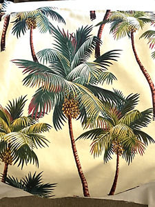 22" Tropical Barkcloth Fabric CHAIR SEAT/BACK SLIPCOVER /Zipper ~Palm Trees~