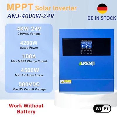 ANENJI 4200W Off Grid Inverter Solare Ibrido MPPT 100A 230V Onda Sinusoidale Pura WIFI
