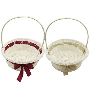 Woven Flower Girl Basket Flower Hand Rattan Basket Wedding Party Garden Decor - Picture 1 of 12