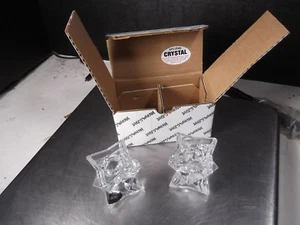 PAIR NEW MICHAEL C. FINA 24% LEAD CRYSTAL CANDLE STICK HOLDERS - Picture 1 of 4