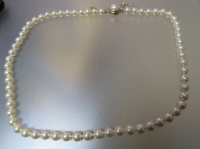 Collana Di Perle Majorica Con Chiusura In Argento Sterling Placcato Oro 50 Cm - Immagine 1 di 4