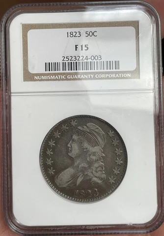 1823 50C Capped Bust Silver Half Dollar NGC F15 Fine Coin Cover