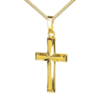 Kreuz-Anhänger Gold-Kreuz 333 Gold 8 Karat mit 3D-Effekt als Anhängerkreuz - Bild 1 von 3
