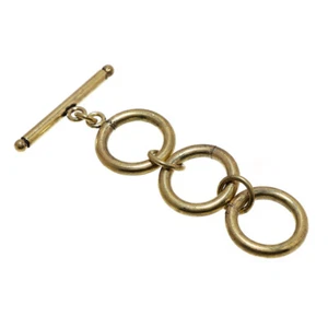 2 SET 37X20MM  Solid Brass Extender Toggle Clasp 3 Rounds Oxidized Brass - Picture 1 of 1