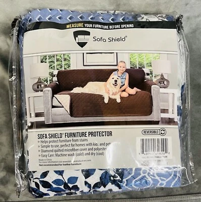 Nueva funda protectora reversible para sofá pequeña reclinable, denim con color topo claro Foto 1 de 4