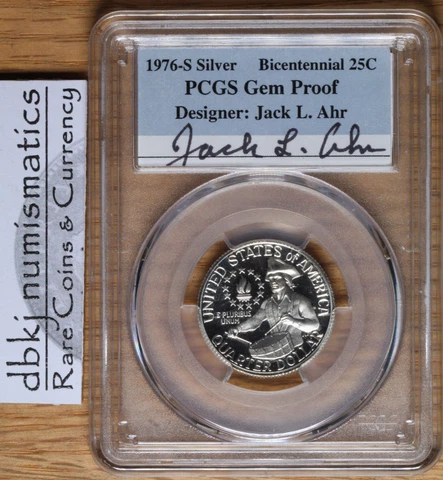 1976-S Silver Bicentennial Washington Quarter 25¢ - PCGS Gem Proof - Signed Cover