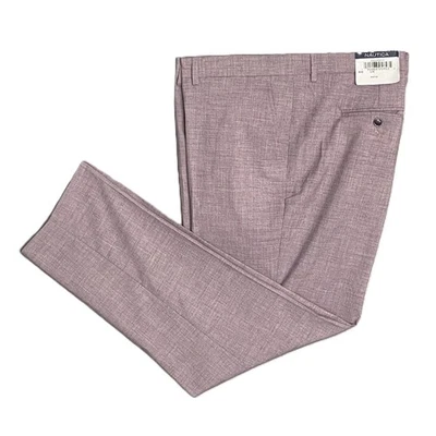 Nautica Ceylon Dress Pant Men's 46x32 Flat Front Active Stretch Lt Burgundy NEW - Image 1 of 4