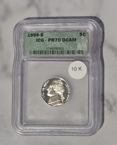 1999-S PROOF JEFFERSON NICKEL ICG - PR 70  DCAM 5C 10 K - Picture 1 of 4