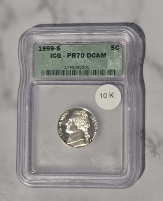 1999-S PROOF JEFFERSON NICKEL ICG - PR 70  DCAM 5C 10 K - Image 1 of 4