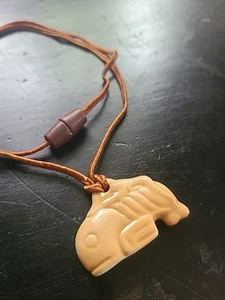 Neat Vintage 70s Necklace with a Ceramic Fish Pendant - Picture 1 of 7