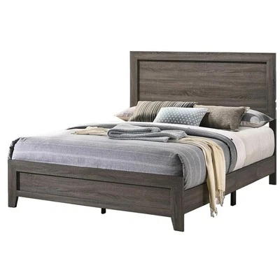 Rustic California King Panel Bed in Gray Wood - Image 1 of 2