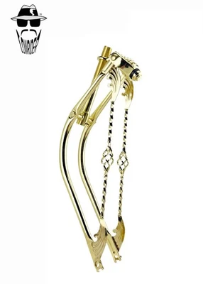 Original Lowrider 26" Bent 1" Gold Suspension Fork Cage Wing Square Twisted Bars - Image 1 of 3