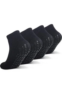 Raigoo 4Pairs Black Grip Non Slip Socks For Kids Shoe Size 1-5 - Picture 1 of 7