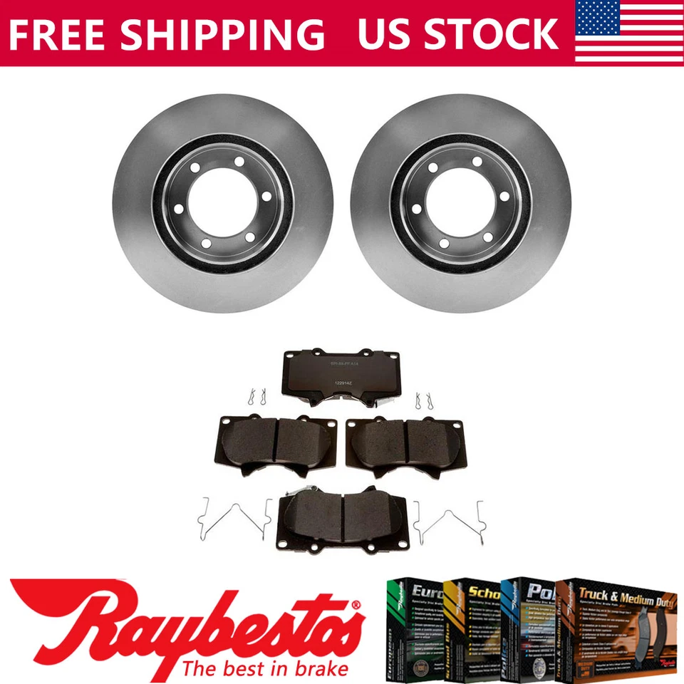 Kit de rotores de freno delanteros + pastillas de cerámica y herrajes para Toyota Tundra 2000-2003 Foto 1 de 4