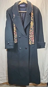 Abrigo Largo Mujer De Colección Herman Kay Negro 100% Lana Doble Pecho 12 - Imagen 1 de 9