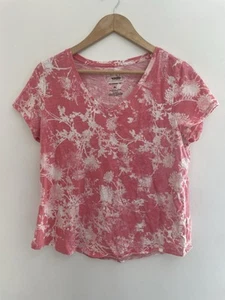 Sonoma The Everyday Tee Damen Floral Sheer Cotton Blend V-Neck T-Shirt Pink PL - Bild 1 von 4
