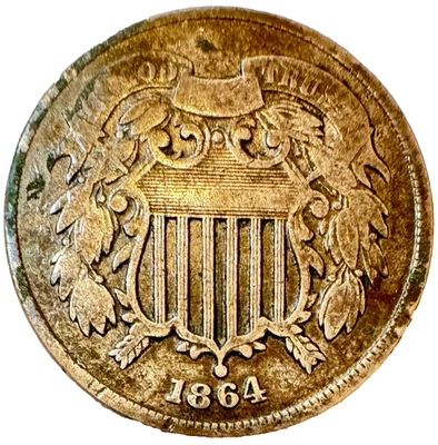 1864 2 Cent Piece Large Motto Nicely Circulated - Image 1 of 4