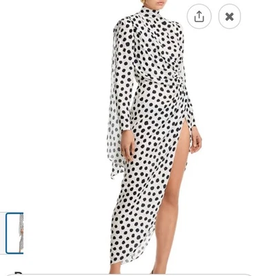 Ronny Kobo Women's Maxi Dress with Slit White with Black Polka Dots Size Medium - Image 1 of 2