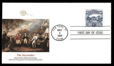 Mayfairstamps US FDC 1994 New York The surrender Revolutionary War $1 stamp Firs - Image 1 of 2