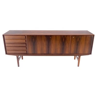 Cômoda dinamarquesa moderna de pau-rosa de meados do século 3 portas 5 gavetas Credenza em perfeito estado! - Imagem 1 de 4