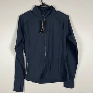 Asics Yoga Full Zip Jacket Women Large Black Long Sleeve Pockets Sporty Athletic - Picture 1 of 9