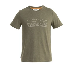 Camiseta Icebreaker Story Lana Merino Central Clásica Para Hombre Logo SS Mediana Loden Nueva con Etiquetas - Imagen 1 de 5