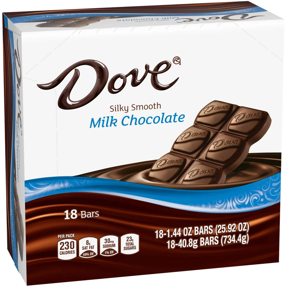 Dove Milk Chocolate Singles Size Candy Bar - 18 Count 1.44-ounce