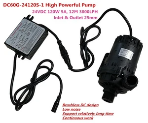 High Powerful Submersible Pump 24VDC DC60G-24120S-1 Brushless 120W 12m 3800LPH - Foto 1 di 16